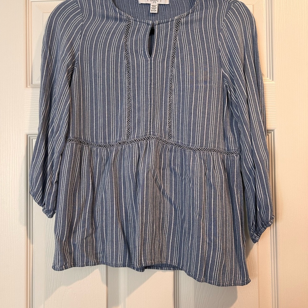 Fever Blue and White Striped Blouse